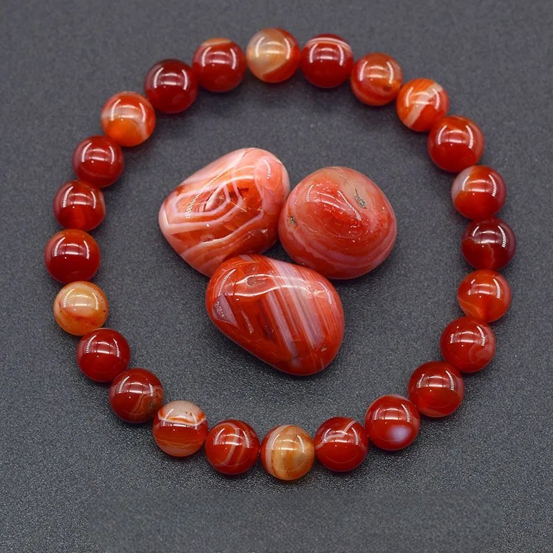 Bracelet en Perles - NaturalStoneBracelet™ - Agate à rayures rouges - Magie et Mystère