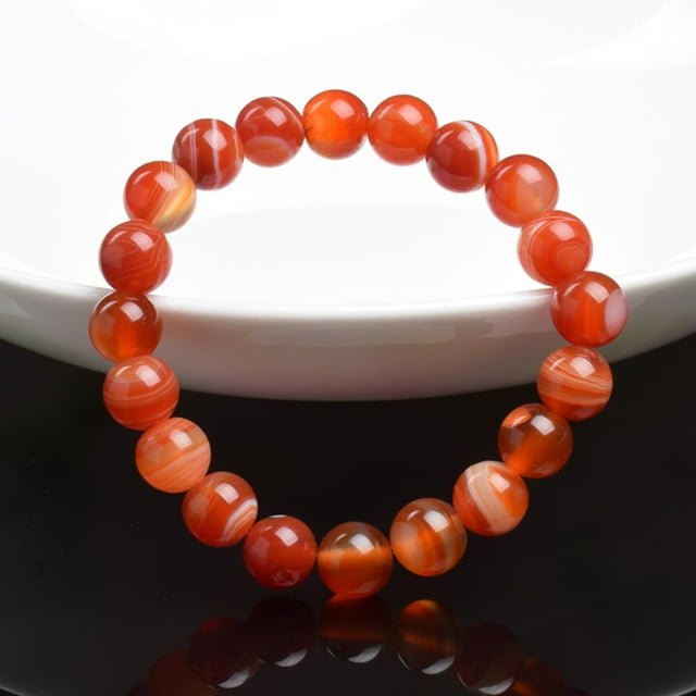 Bracelet en Perles - NaturalStoneBracelet™ - Agate à rayures rouges - Magie et Mystère