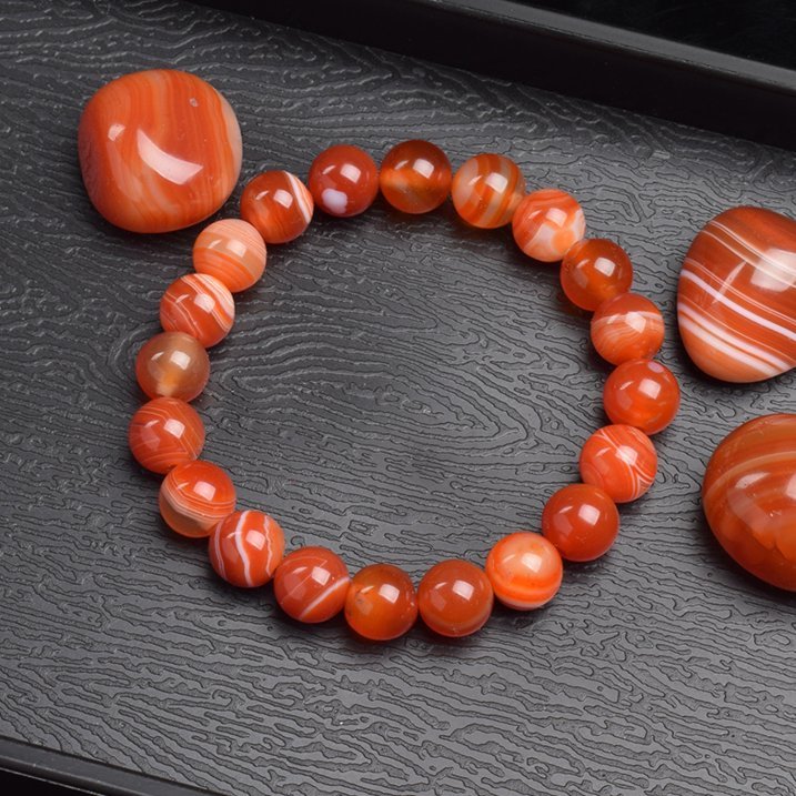 Bracelet en Perles - NaturalStoneBracelet™ - Agate à rayures rouges - Magie et Mystère