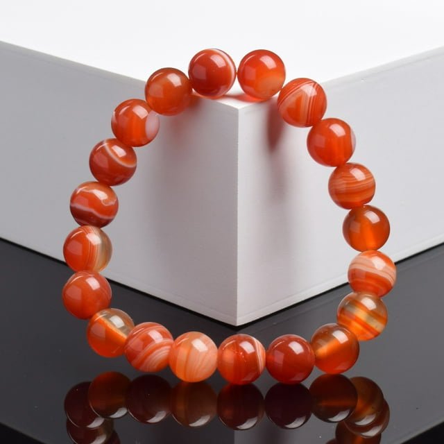 Bracelet en Perles - NaturalStoneBracelet™ - Agate à rayures rouges - Magie et Mystère